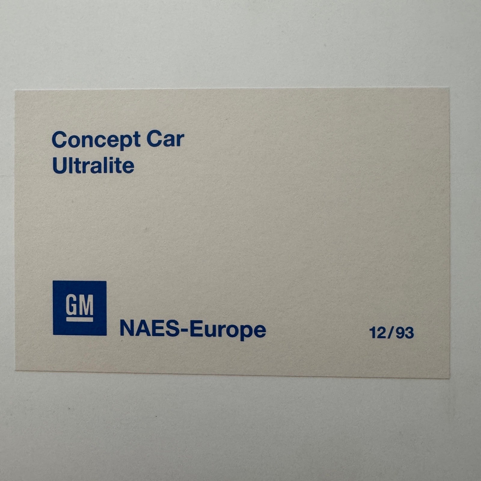General Motors GM Ultralite Concept Car Prototype Press Photo Photograph Europe