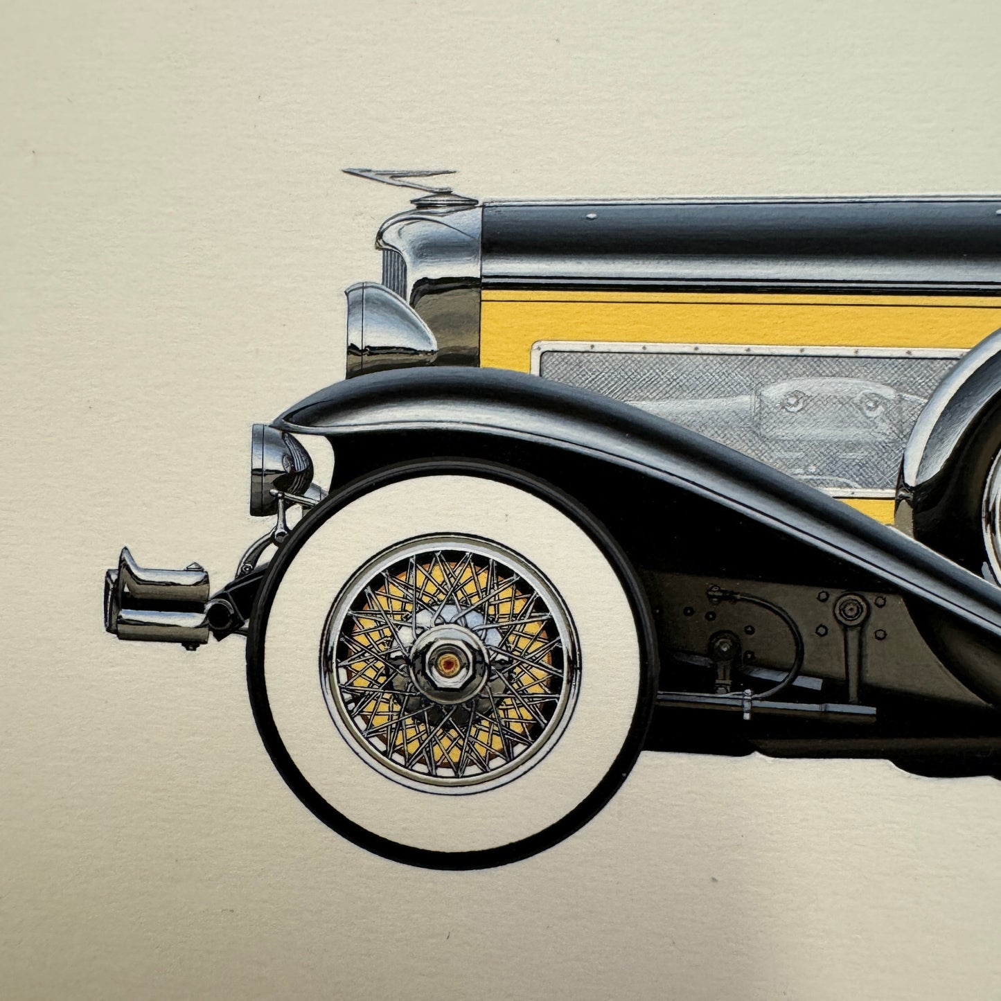 1932 Duesenberg Model J by Coachbuilder Derham Car Illustration Art Drawing