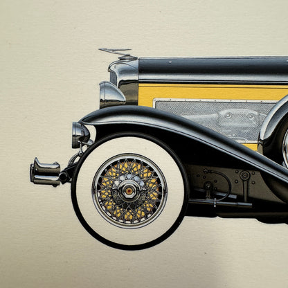 1932 Duesenberg Model J by Coachbuilder Derham Car Illustration Art Drawing