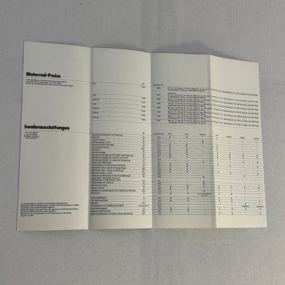 1981 BMW Motorcycle Price and Options Brochure Catalog R100RS R100 R80 GERMAN