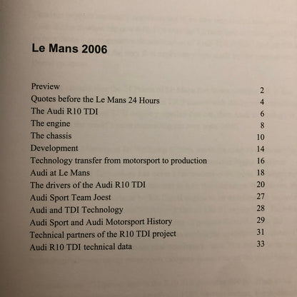 2006 Audi R10 24 Hours of LeMans Racing Car Press Kit Brochure Photo CD