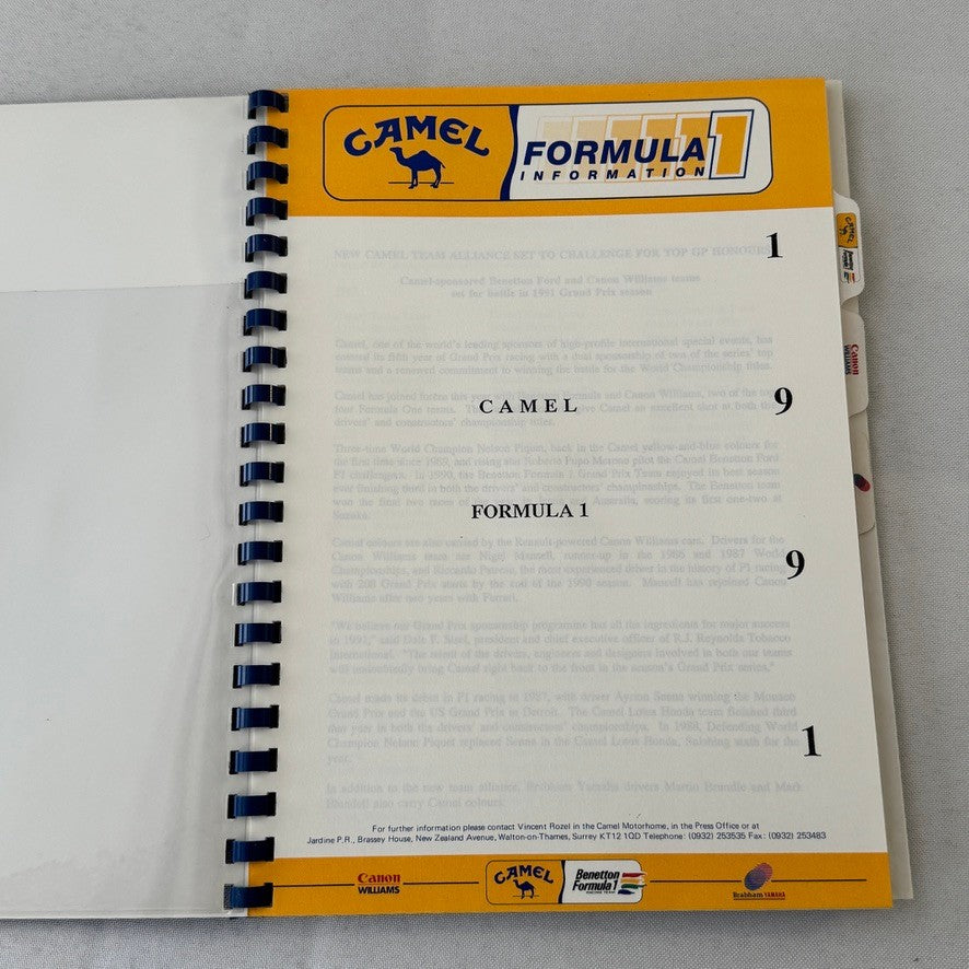 Camel Formula One Racing Press Kit Brochure Nelson Piquet Nigel Mansell 1991