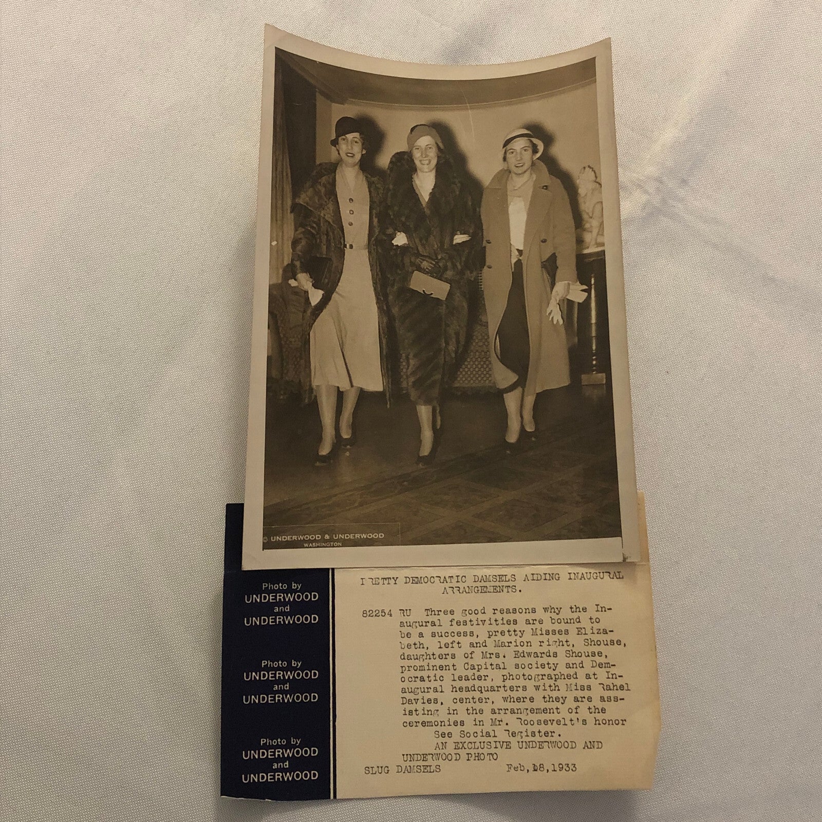 Press Photo Photograph FDR Franklin Roosevelt Inauguration Ball 1933 Underwood