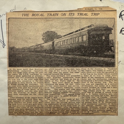 Royal Train Prince of Wales Canada Tour 1919 Press Photo Vintage Rail Railway