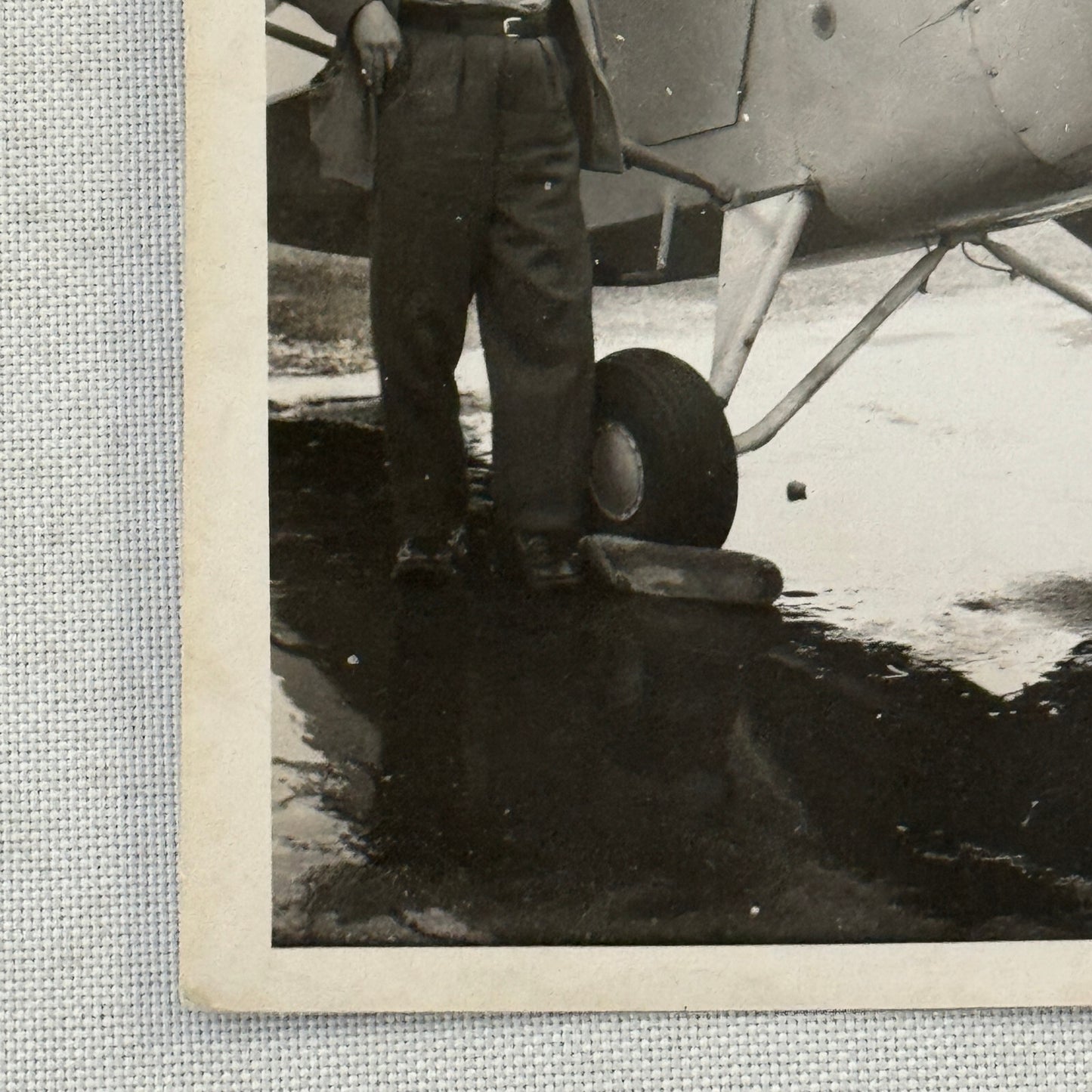 Man with Vintage Airplane Aircraft Plane Photo Photograph Snapshot