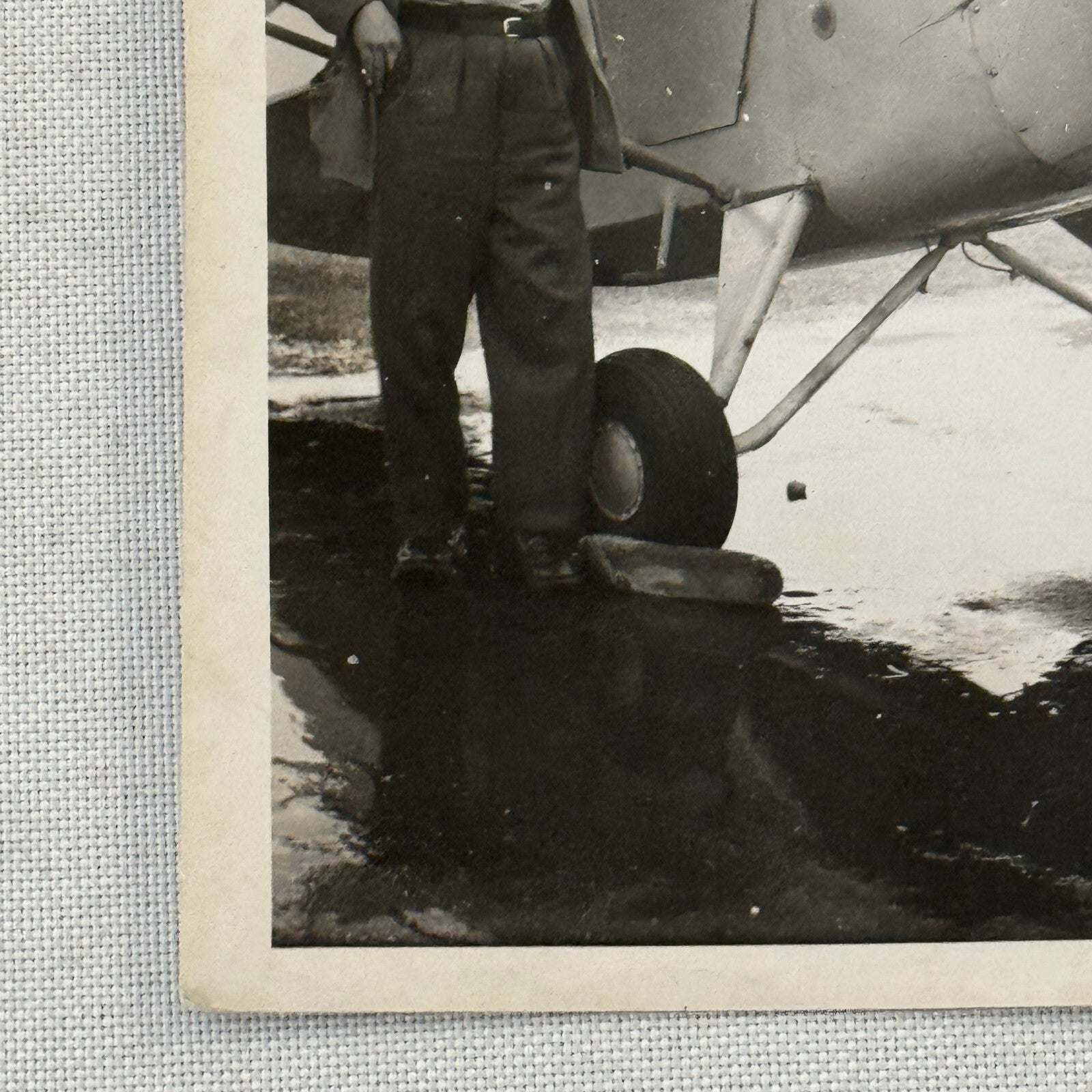 Man with Vintage Airplane Aircraft Plane Photo Photograph Snapshot