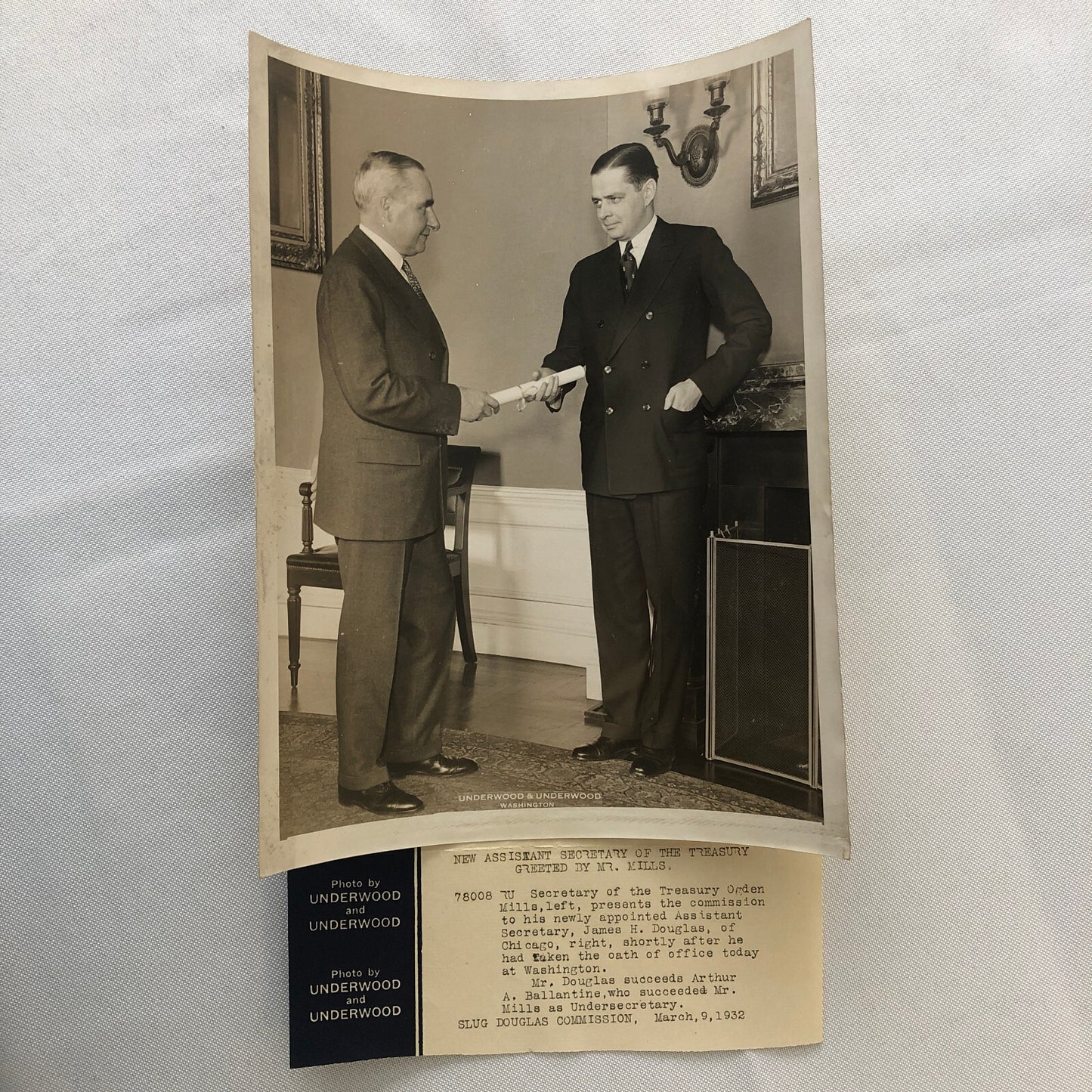 Press Photo Photograph Treasury Secretary with Assistant 1932 Underwood Photo
