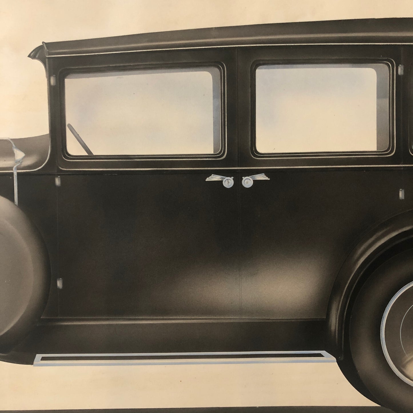 Antique Automobile Car Illustration Art Signed and Dated 1929