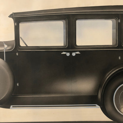 Antique Automobile Car Illustration Art Signed and Dated 1929