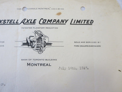 1927 Ruckstell Truck Axle Company Factory Letter FORD Letterhead