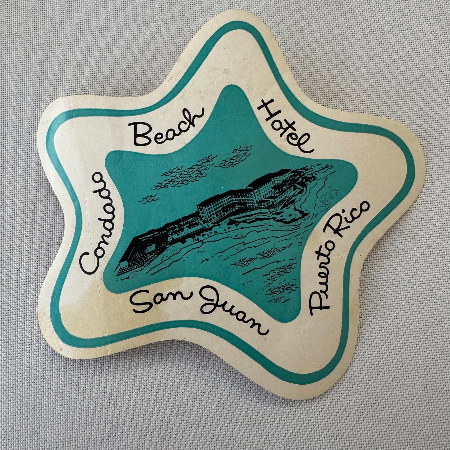 Vintage Hotel Travel Luggage Label Condado Beach Hotel San Juan Puerto Rico