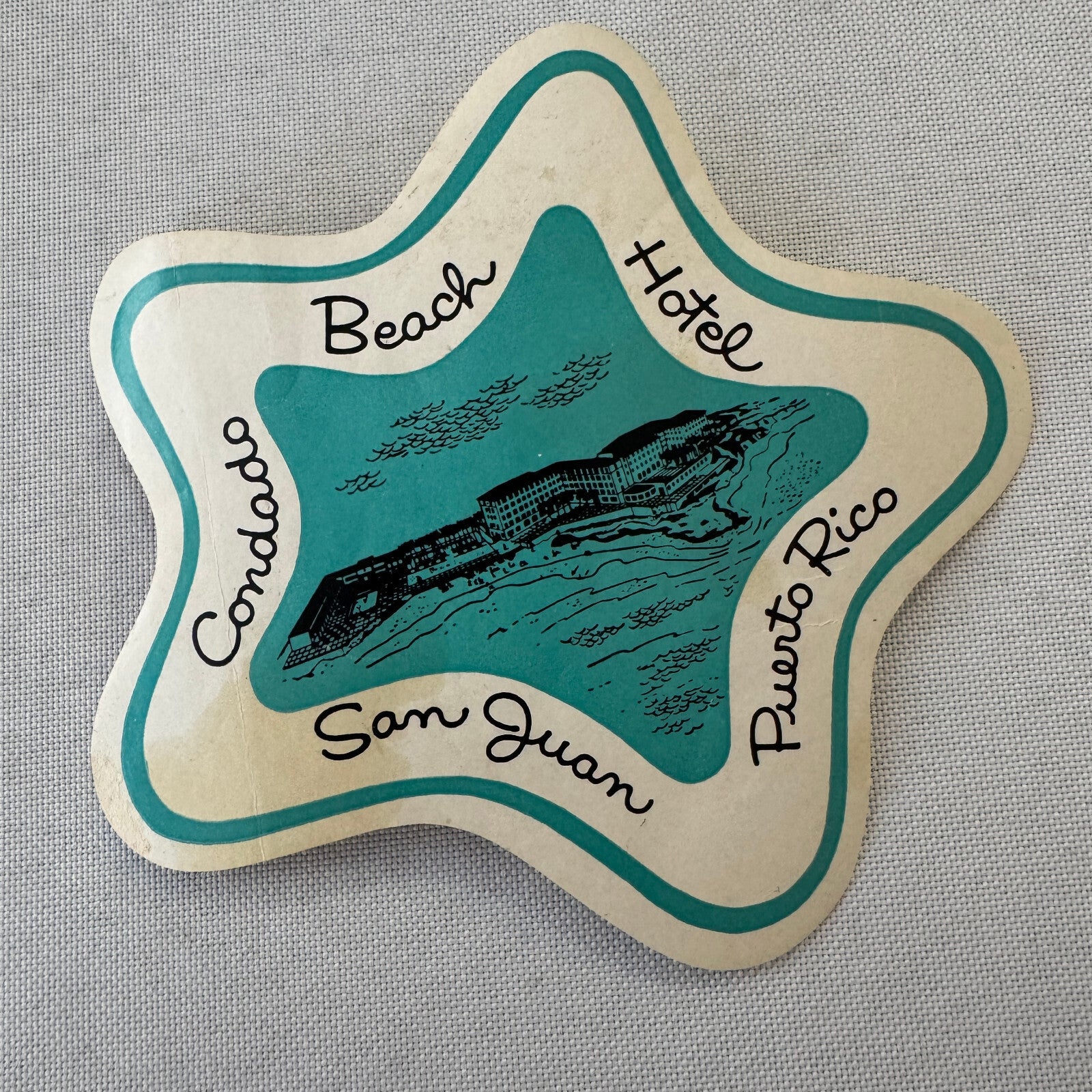 Vintage Hotel Travel Luggage Label Condado Beach Hotel San Juan Puerto Rico