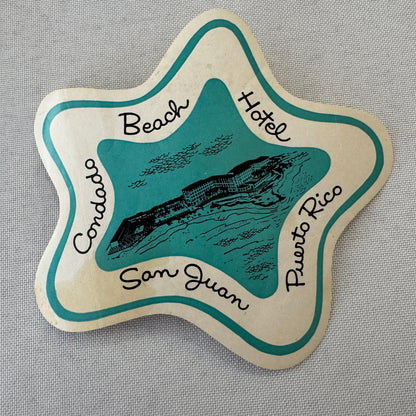 Vintage Hotel Travel Luggage Label Condado Beach Hotel San Juan Puerto Rico