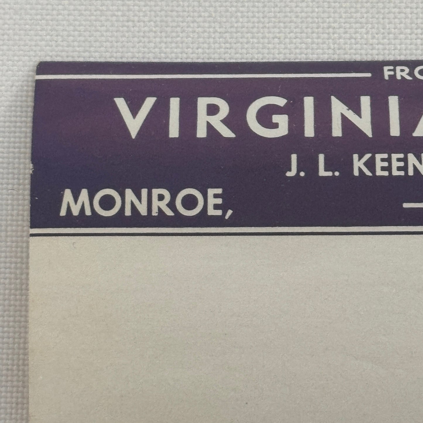 Vintage Hotel Travel Luggage Label Virginia Hotel Monroe Louisiana LA