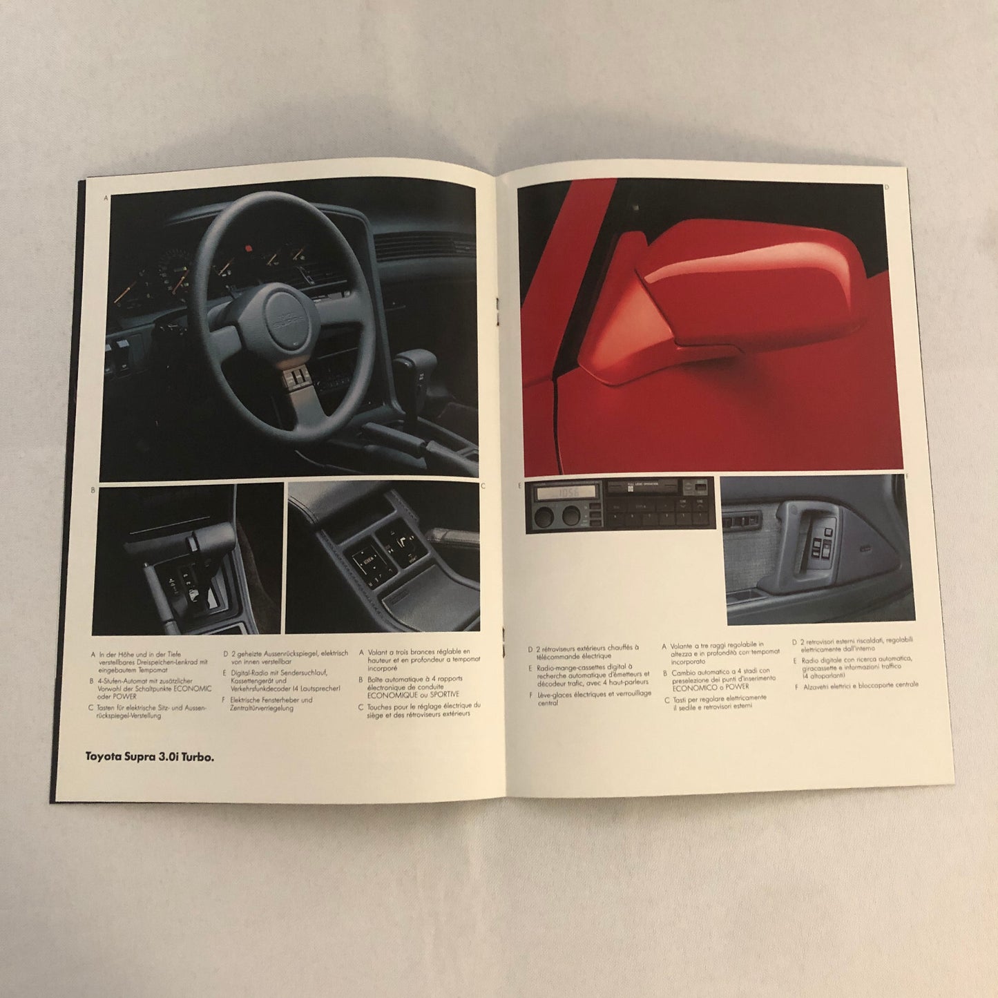 Vintage Toyota Supra Turbo Sales Brochure Catalog French German Italian Text