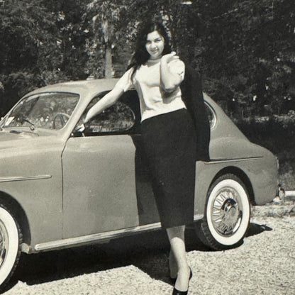Woman with Beautiful Car Automobile Photo Photograph Italian Fiat 1100 Vignale
