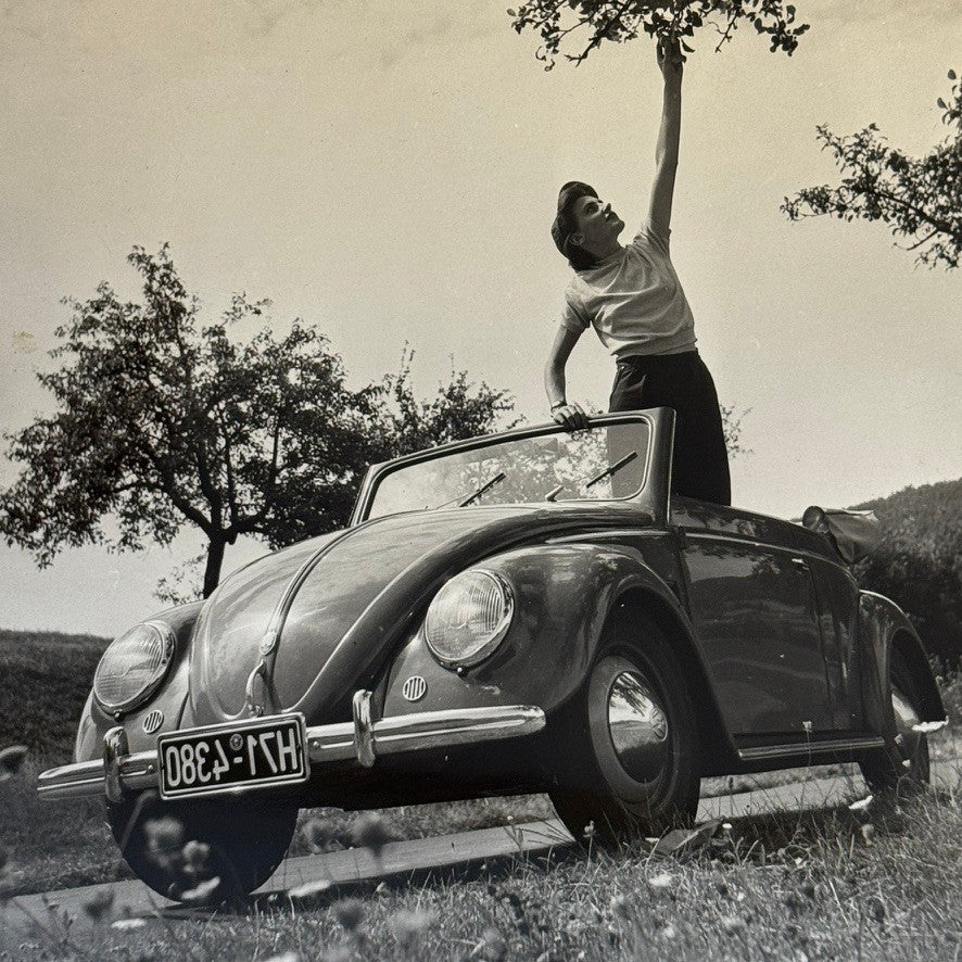 Vintage Volkswagen Beetle VW Bug Car Photo Photograph Print Woman