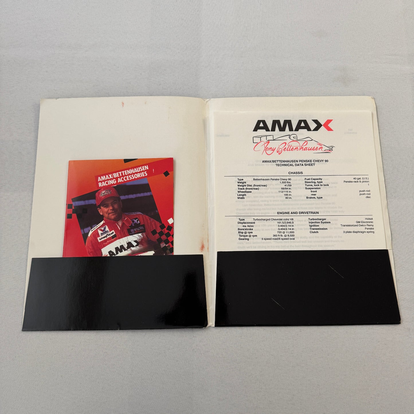 Tony Bettenhausen AMAX Racing Press Kit Brochure Penske Chevy 90 Indy Car