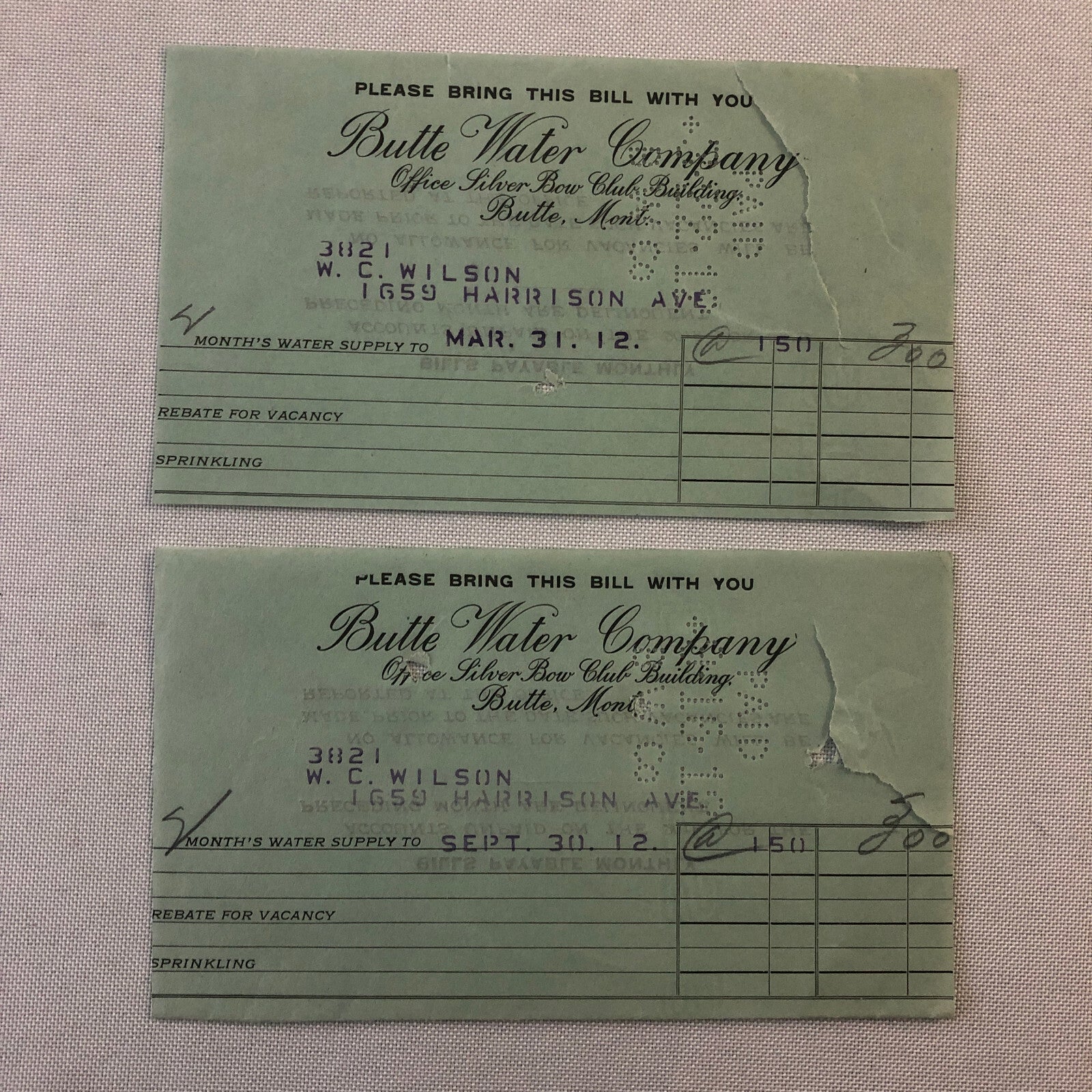 Butte Water Company Butte Montana Newspaper Document Ephemera Lot 9x 1910s