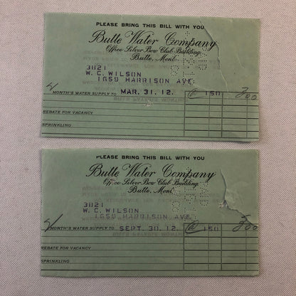Butte Water Company Butte Montana Newspaper Document Ephemera Lot 9x 1910s