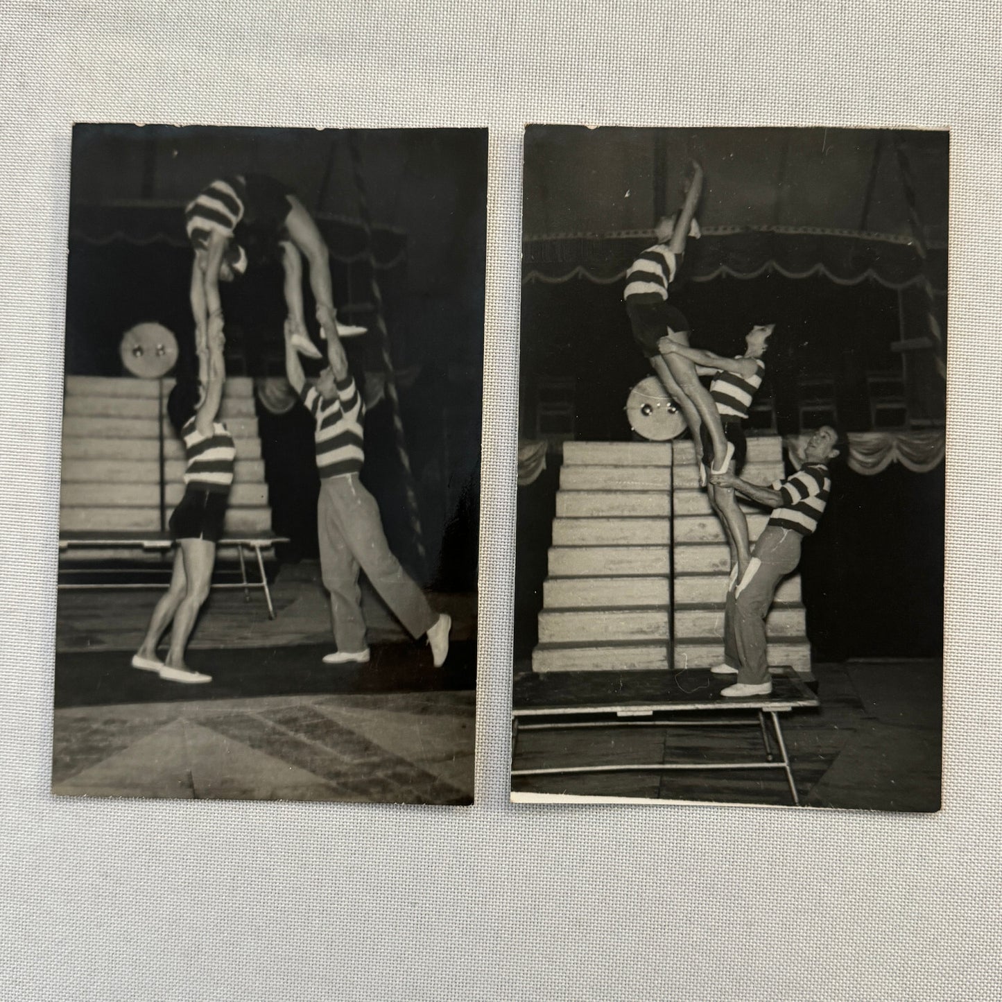Vintage Circus Balancing Acrobat Act Photo Photograph Lot 2x 3 Rayers European