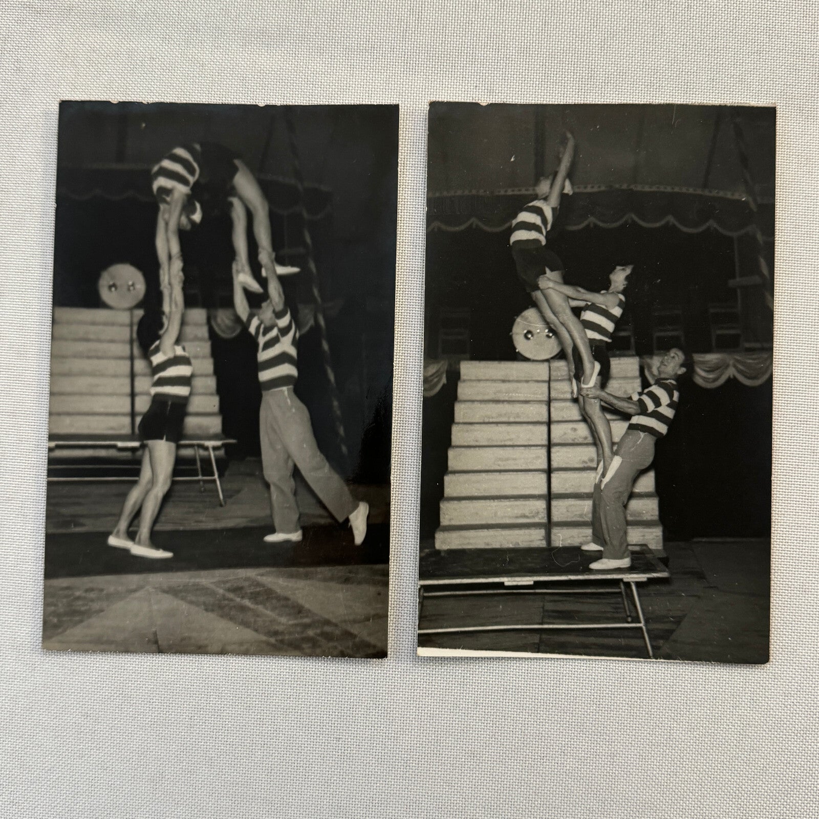 Vintage Circus Balancing Acrobat Act Photo Photograph Lot 2x 3 Rayers European