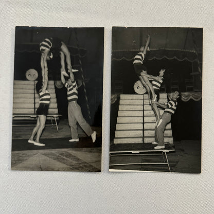 Vintage Circus Balancing Acrobat Act Photo Photograph Lot 2x 3 Rayers European