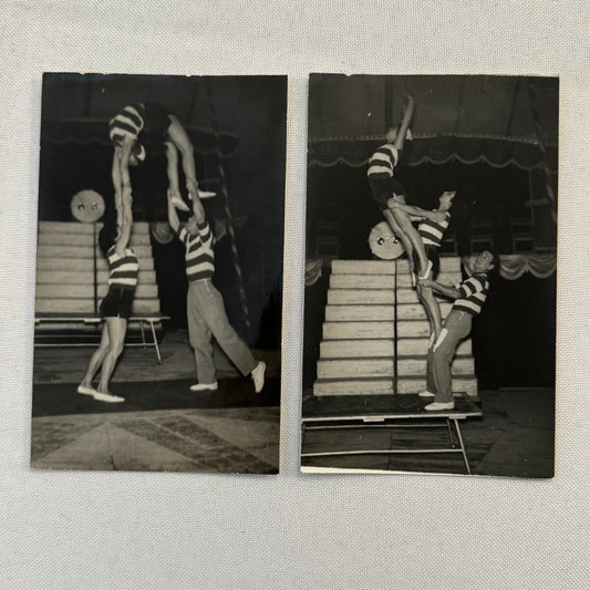 Vintage Circus Balancing Acrobat Act Photo Photograph Lot 2x 3 Rayers European