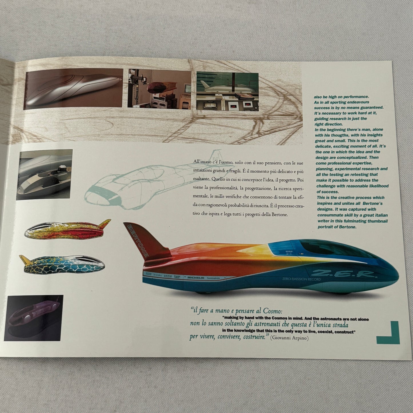Bertone Concept Car Zero Emission Record Land Speed Car Sales Brochure Catalog