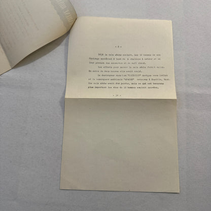 1946 Royal Canadian Navy Press Release Document HMCS Crescent Vintage FRENCH