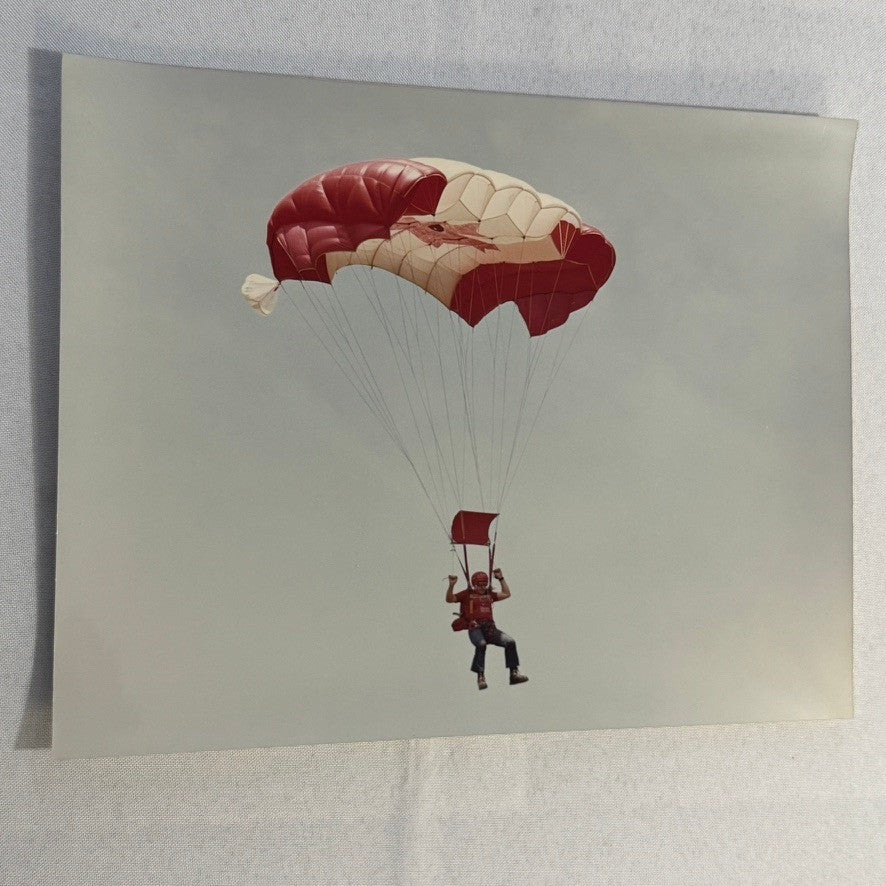 Vintage Skydiving Parachute Photo Large Format Aviation Photograph 1970s-80s