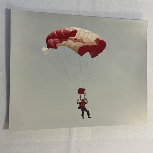 Vintage Skydiving Parachute Photo Large Format Aviation Photograph 1970s-80s