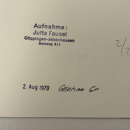 Vintage Racing Photo 1970 German Grand Prix Driver Jackie Stewart Motorsport