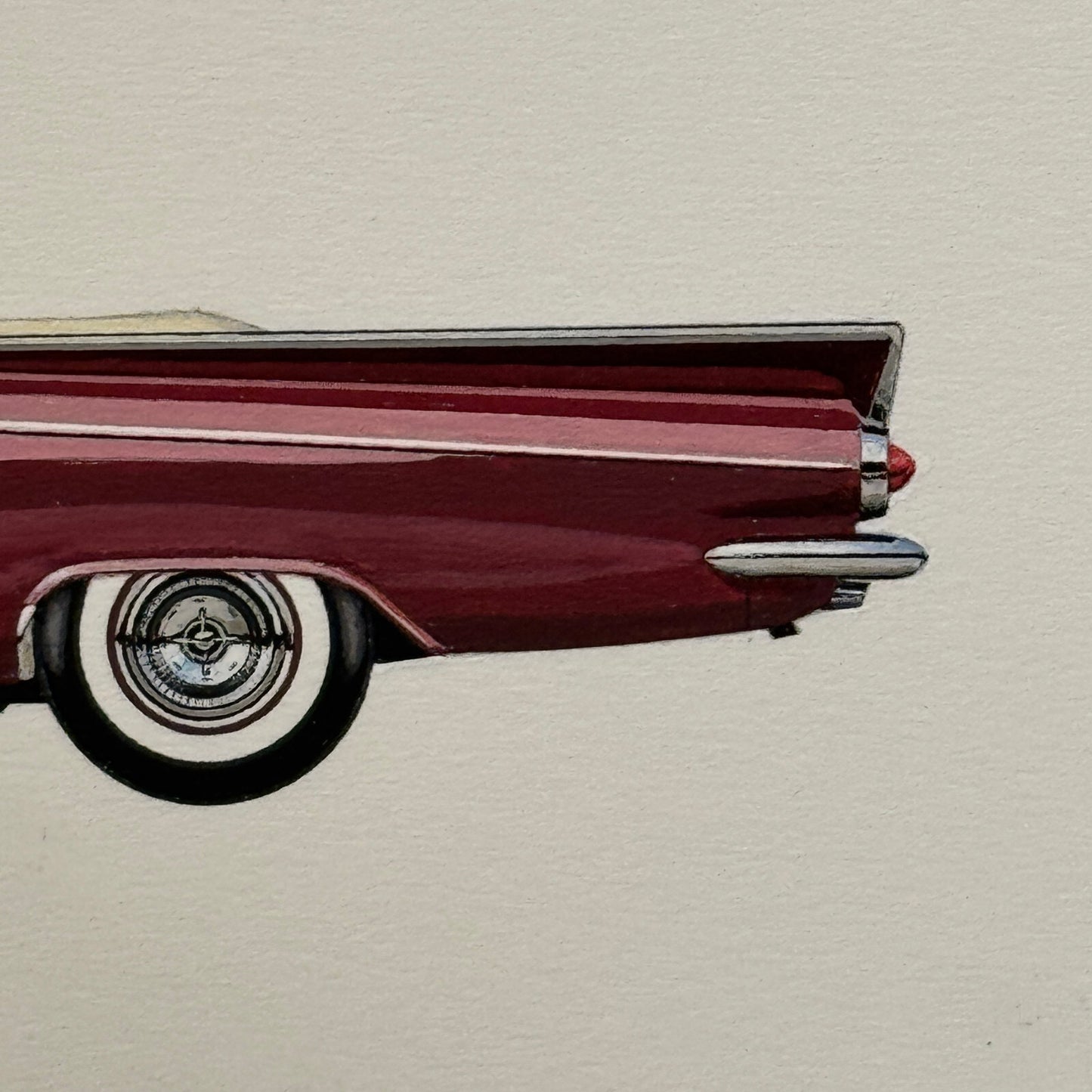 1959 Buick LeSabre Convertible Car Illustration Art Drawing Vintage Miniature