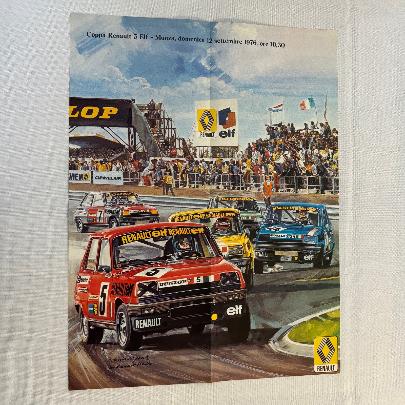 Renault 5 ELF Racing Poster Vintage Monza 1976 Italian