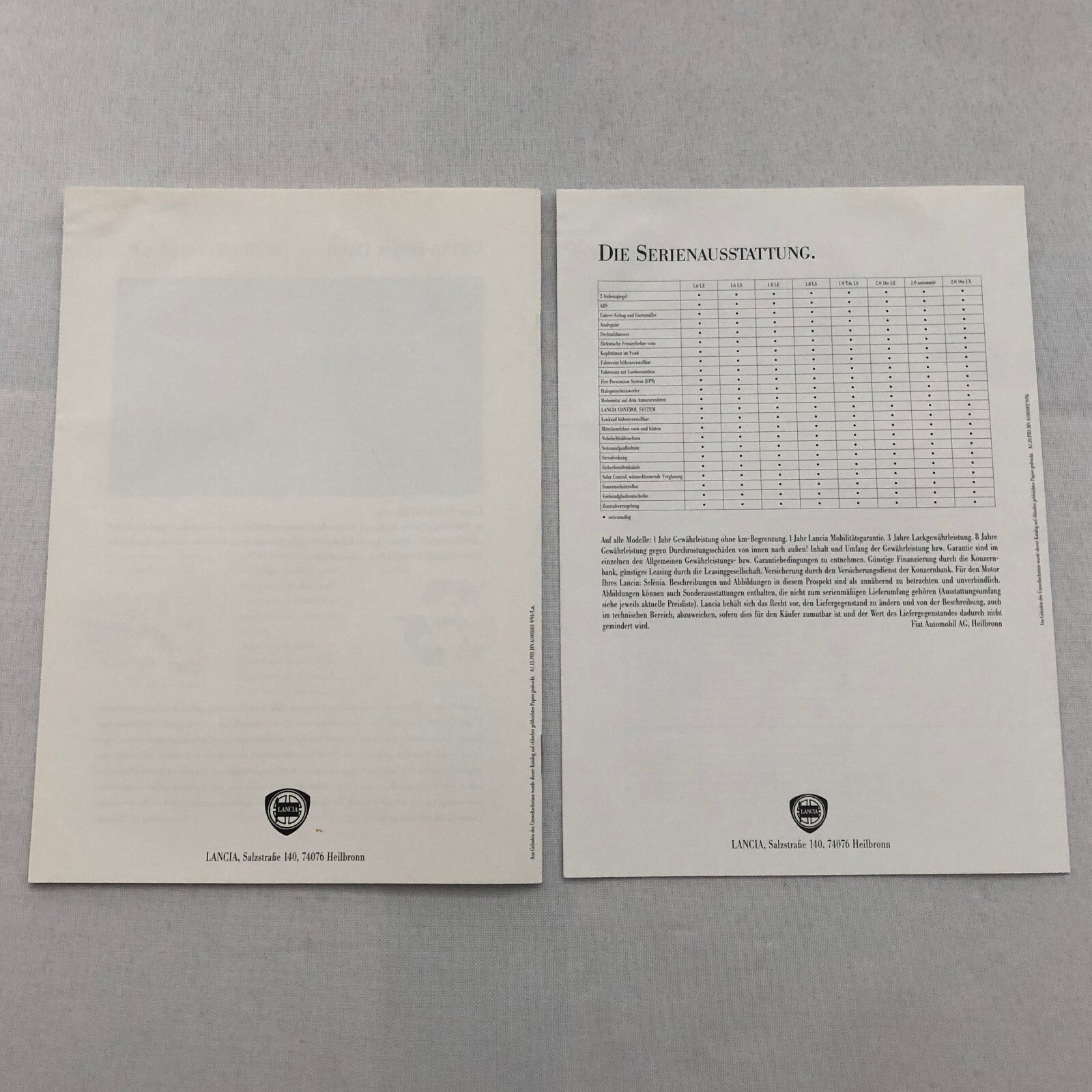 Lancia Dedra Car Sales Brochure Catalog Dedra German Text