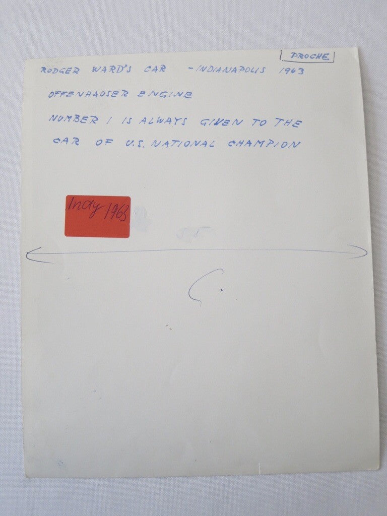 Vintage 1963 Indianapolis Indy Racing Photograph Photo - Roger Ward Car Kaiser 