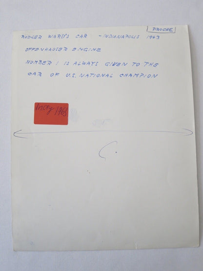 Vintage 1963 Indianapolis Indy Racing Photograph Photo - Roger Ward Car Kaiser 