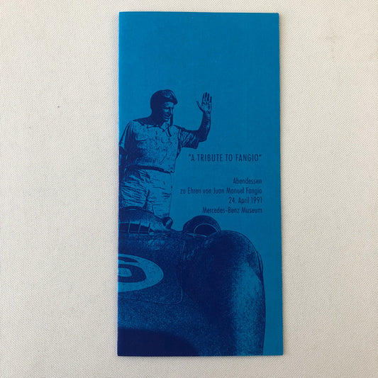 1991 A Tribute to Juan Manual Fangio Mercedes Benz Museum Menu Event Brochure 
