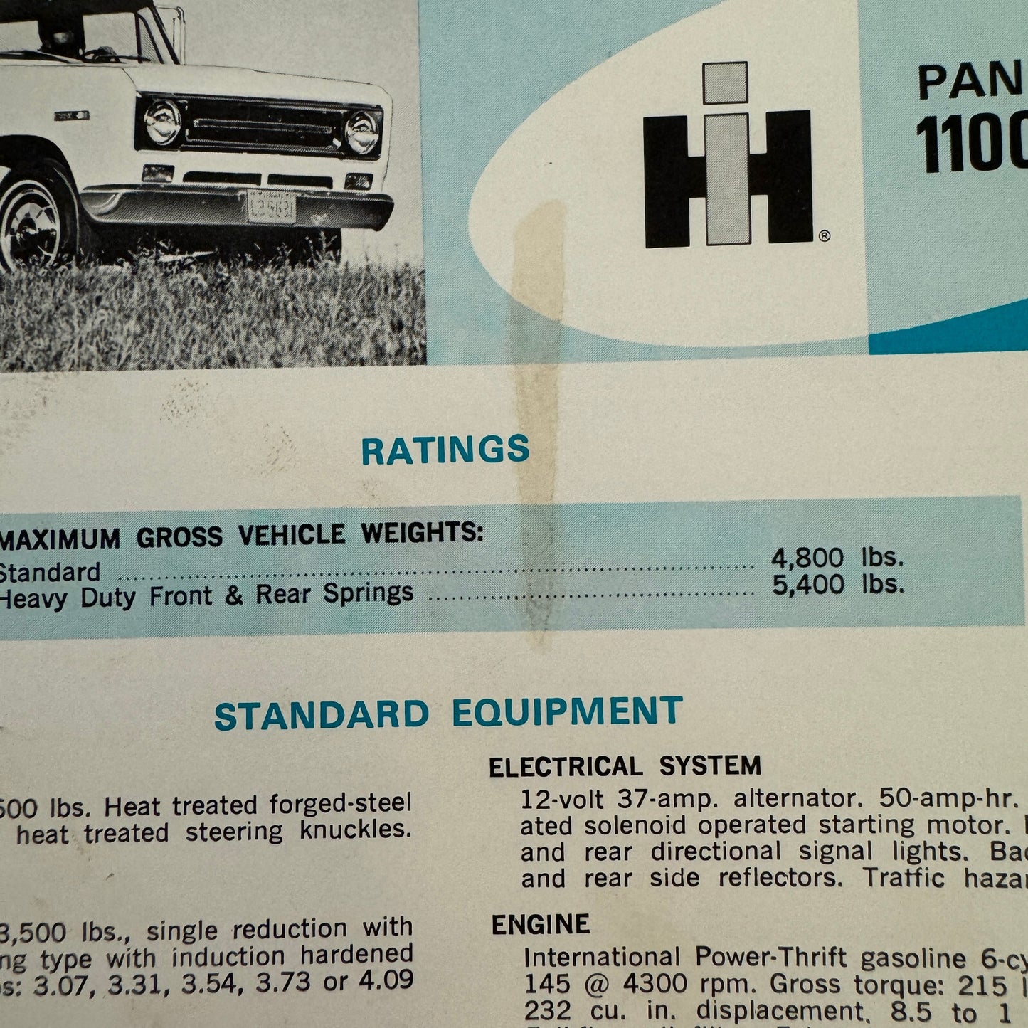 International Panel 1100-D Truck Sales Sheet Brochure Advertising 1100 D