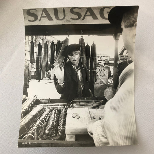 Vintage Photo Photograph Man in Sausage Stand Movie or Television Still ?