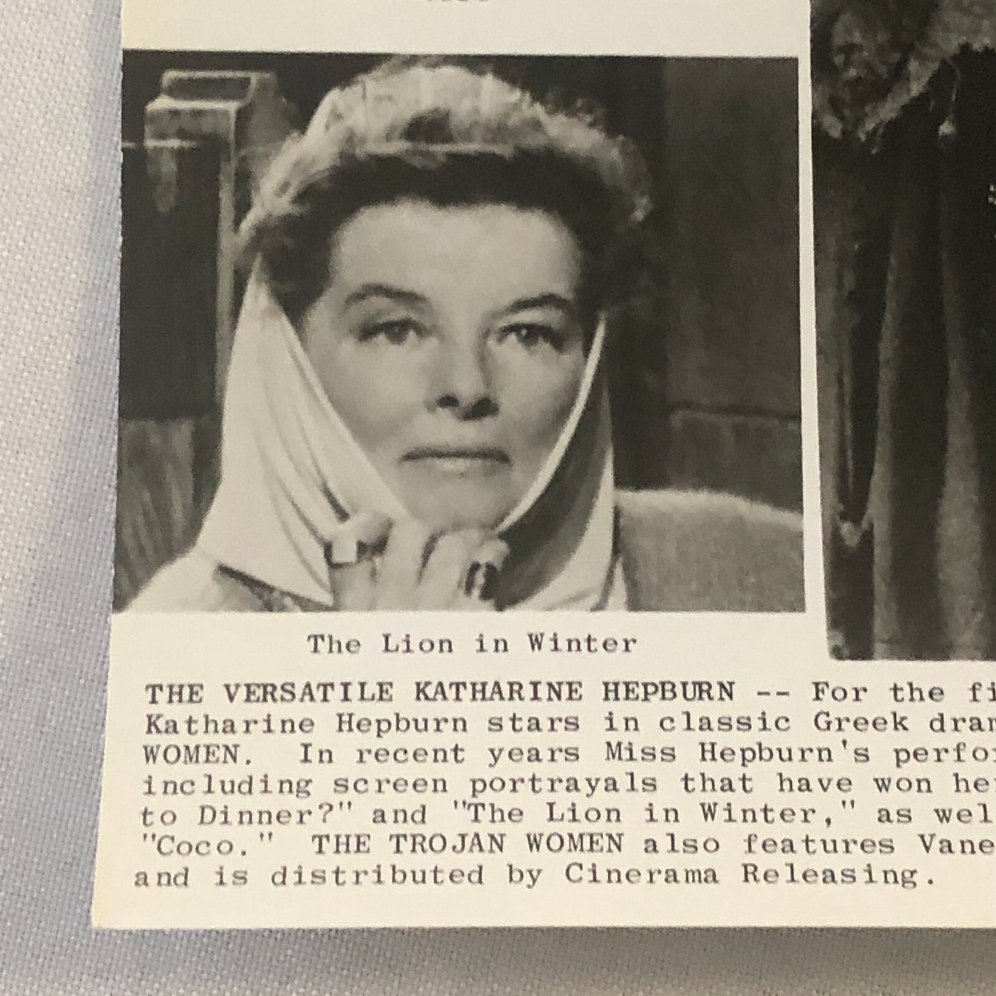 Katharine Hepburn Actress Press Photo Photograph Movie Film Trojan Woman Coco +