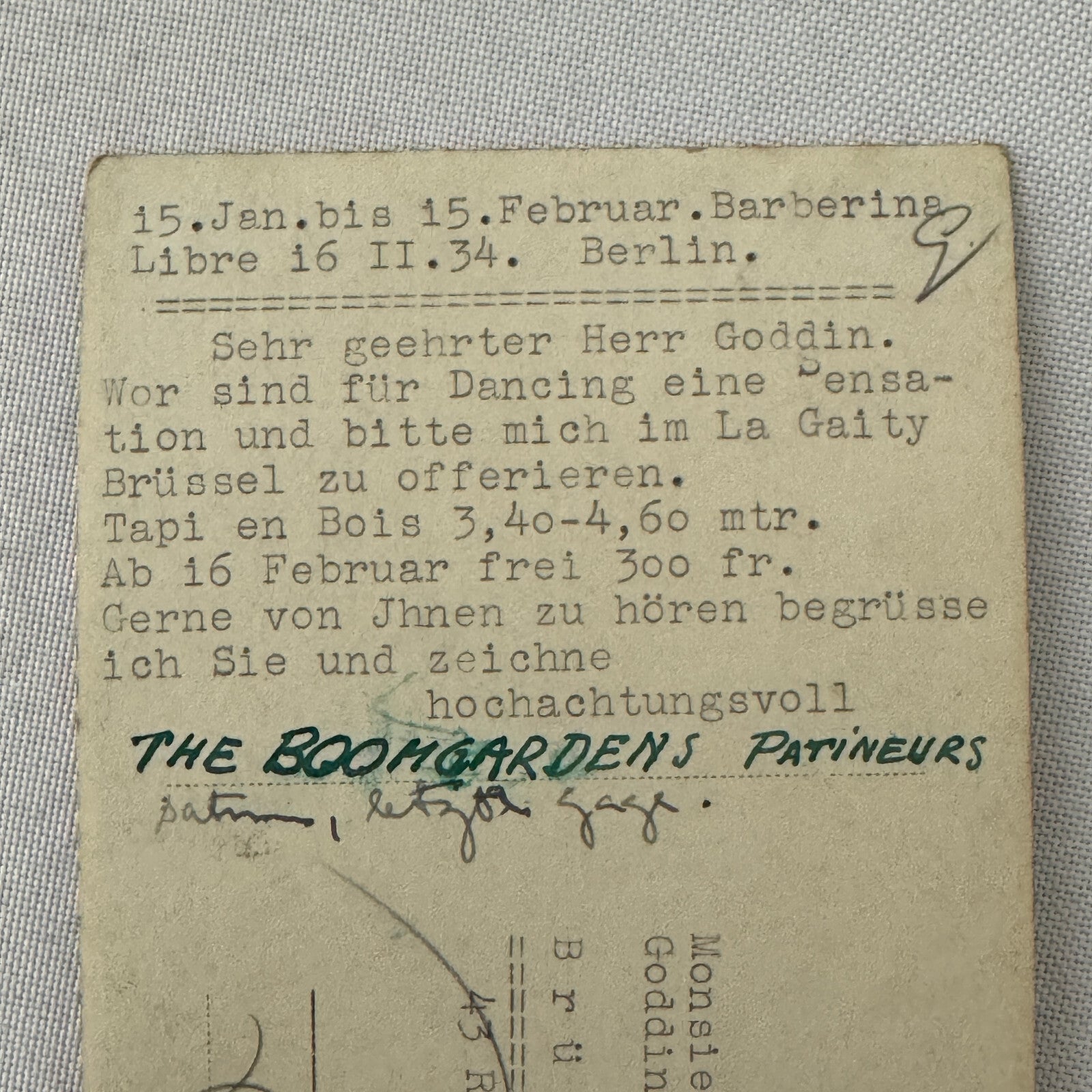 Vintage Roller Skating Act Postcard Post Card Circus The Boomgarden Patineurs