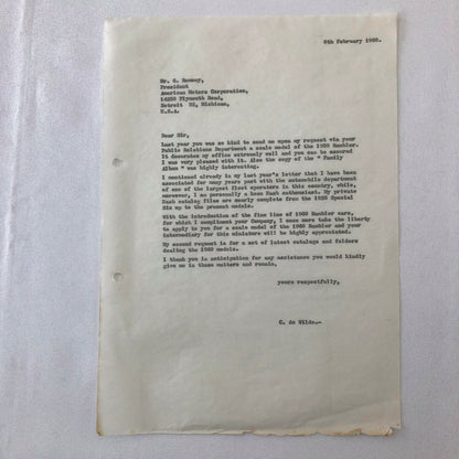 1960 - 1961 American Motors Corporation Car Letter Letterhead George Romney 