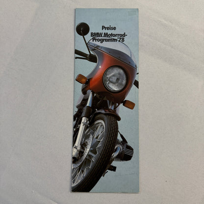 1978 BMW Motorcycle Price and Options Brochure Catalog R100RS R100 R80 GERMAN