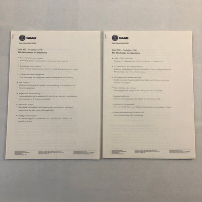 1996 Saab Car Press Kit 9000 900 Convertible Turbo GERMAN Market