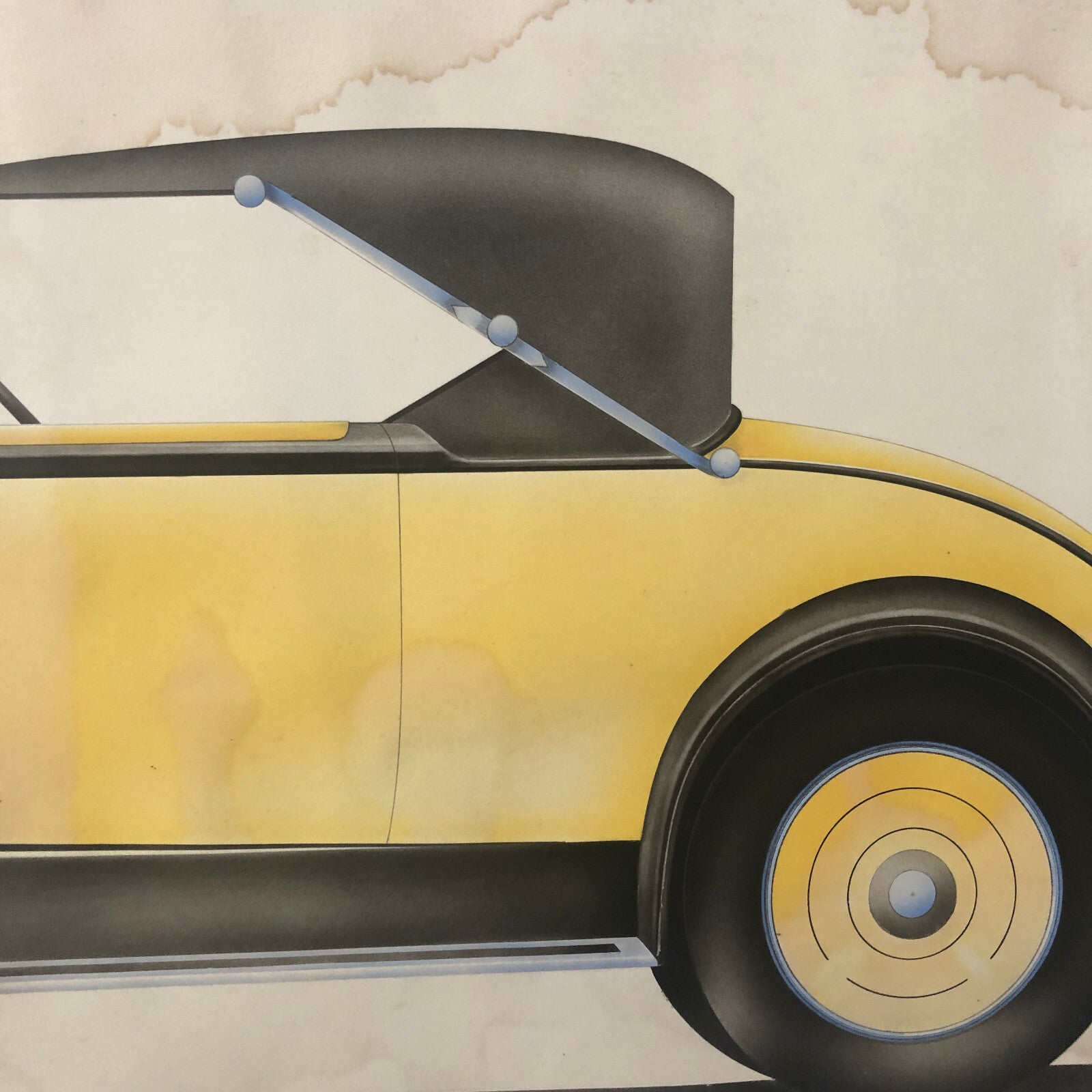 Antique Automobile Car Illustration Art Signed and Dated 1929