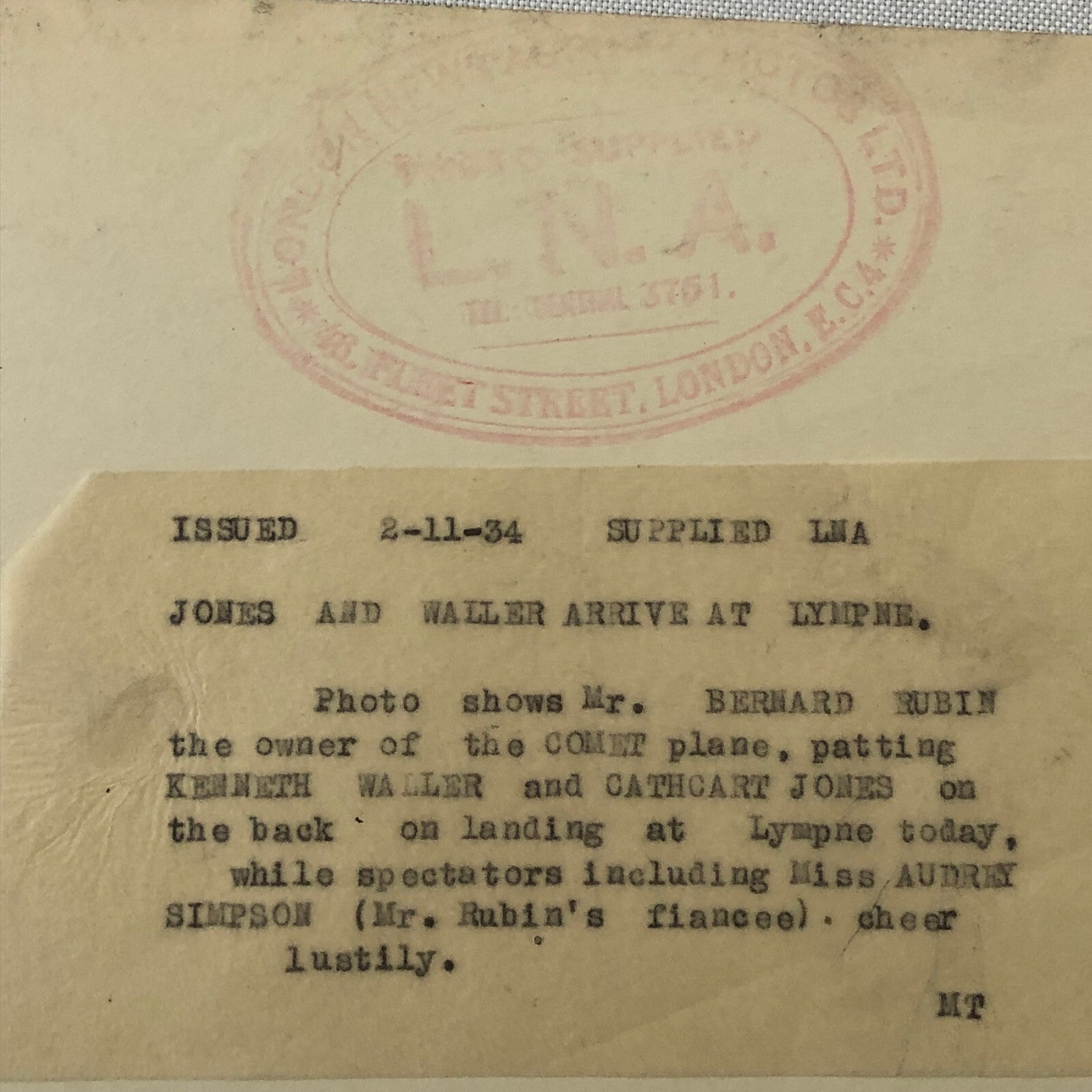 Press Photo Photograph Air Race Aviators Pilots Plane Airplane 1934 London News