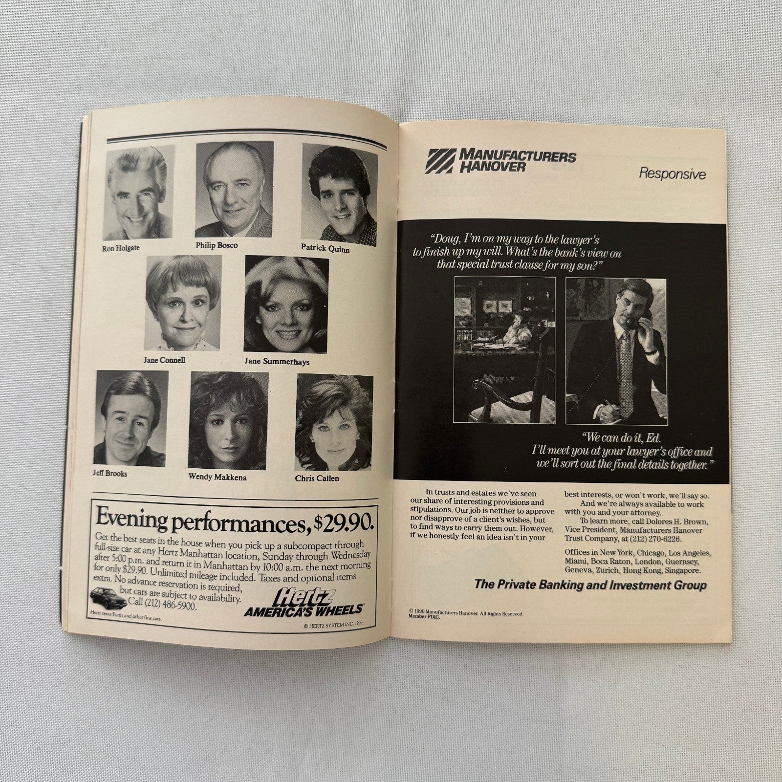 Lend Me A Tenor Cast Signed Program Playbill 1990 6x Signatures