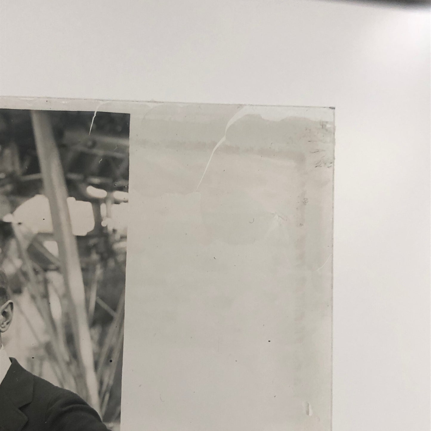 Antique Glass Plate Lantern Slide Men Flying Boat Airplane Aircraft Aviator